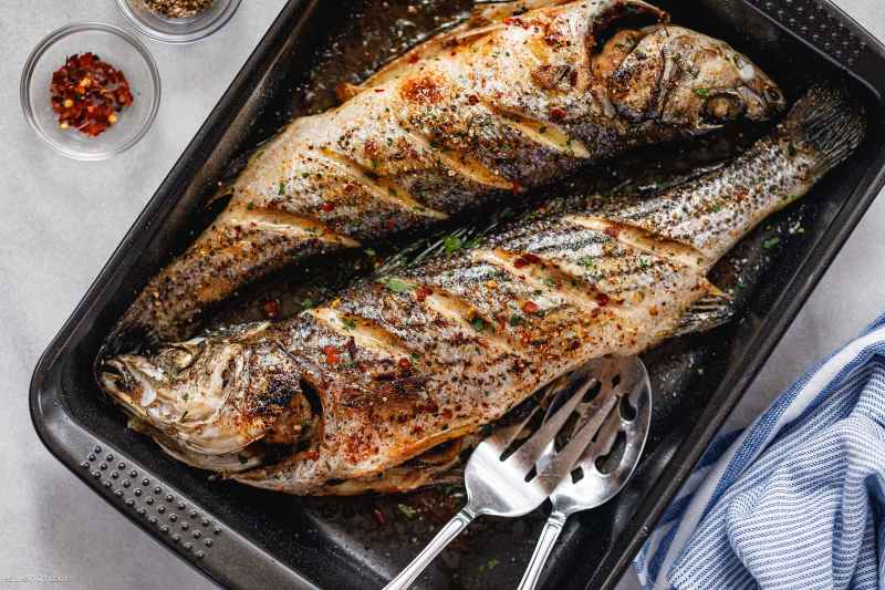 Branzino ripieno alla griglia - pesce e carne alla griglia