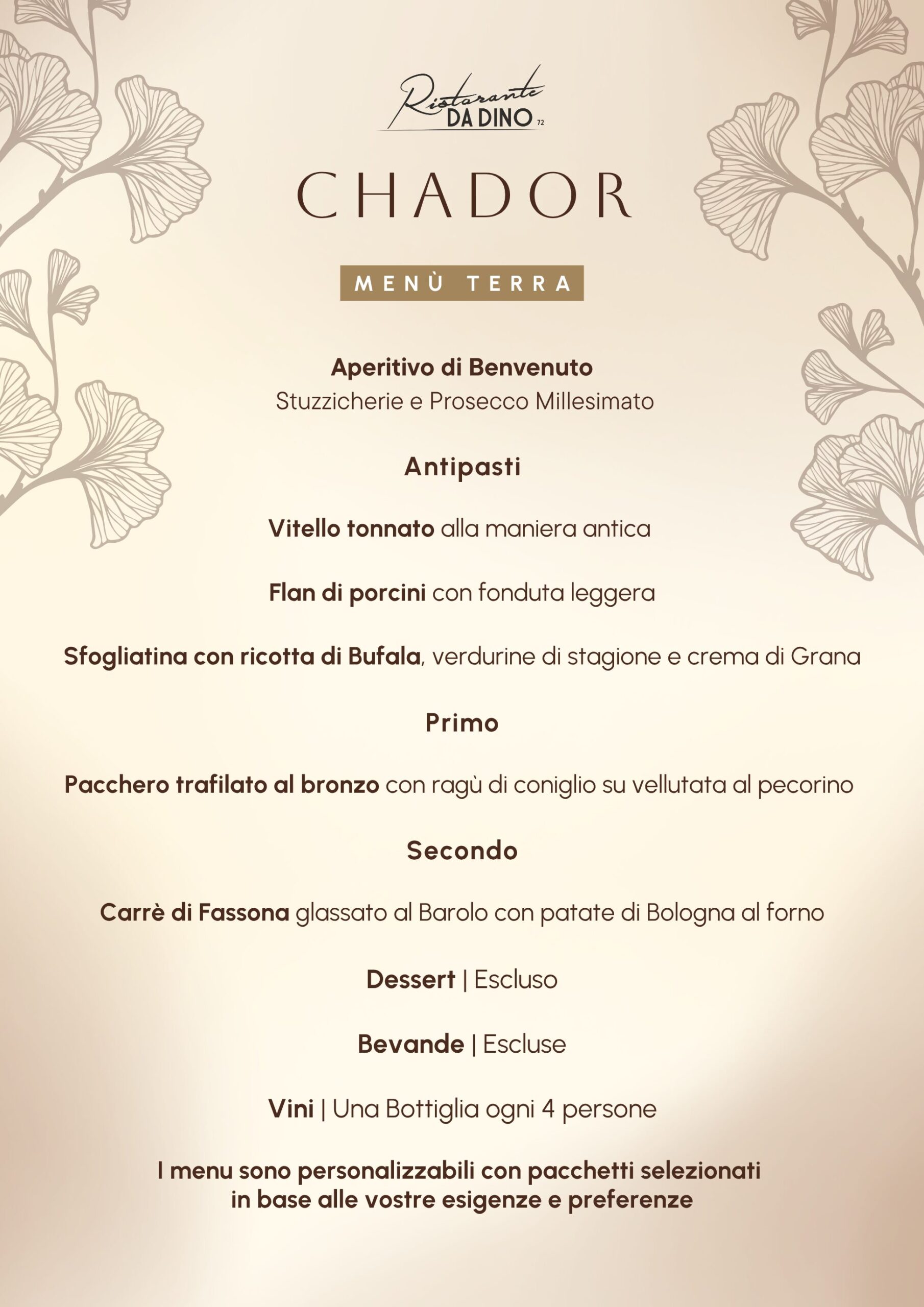 Menu Terra Cerimonie a Torino