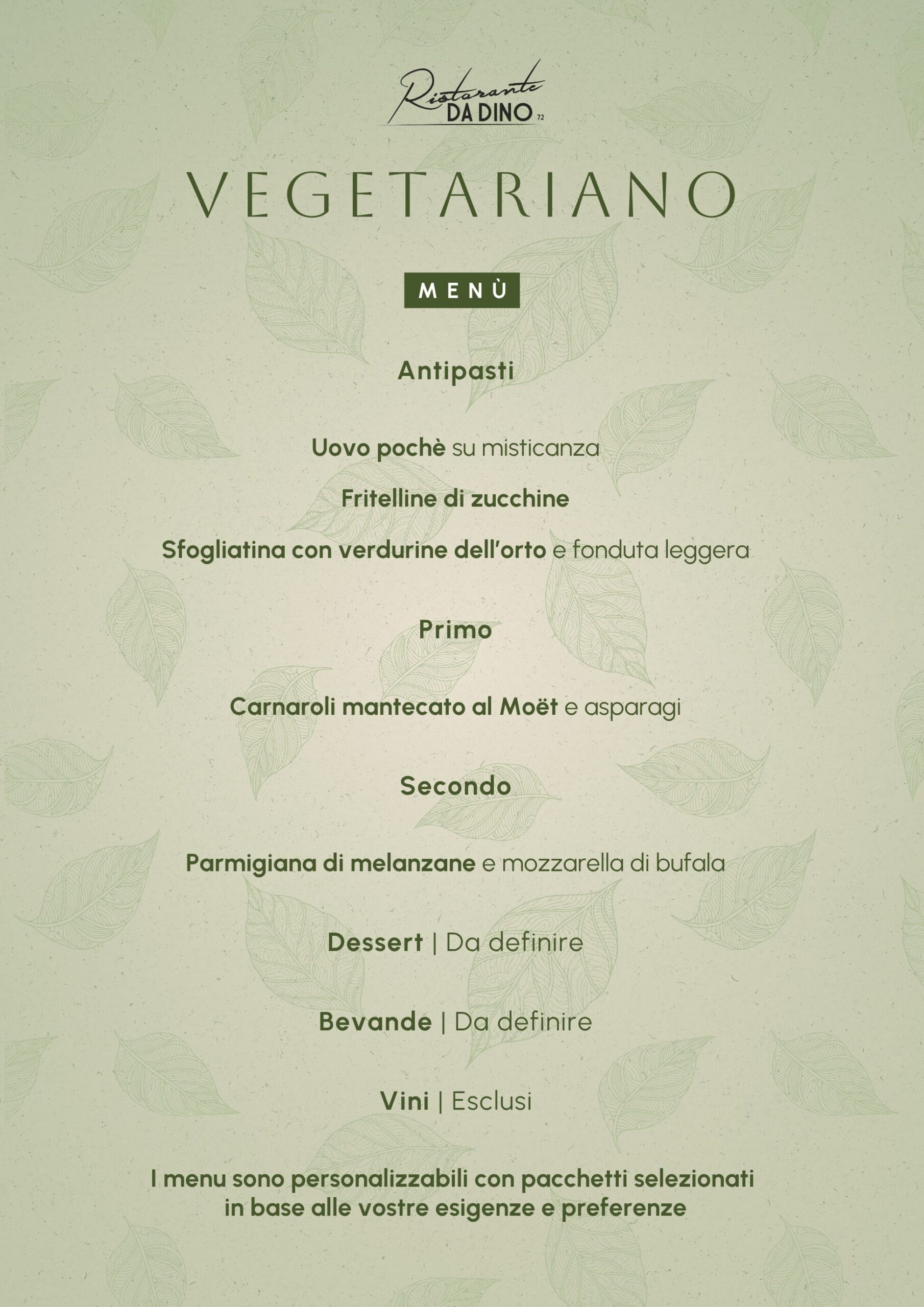 Menu Vegetariano Cerimonie Torino