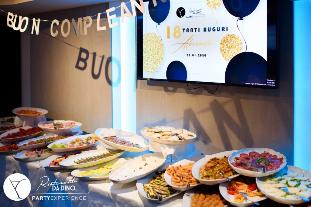 Allestimento Sala party experience buffet buon compleanno