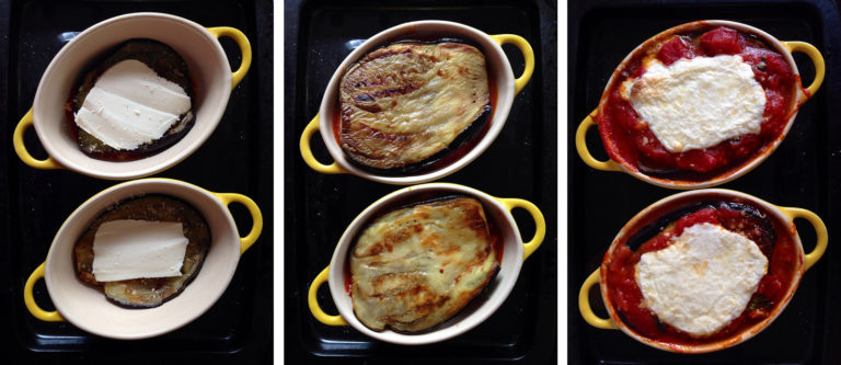 Melanzane alla parmigiana in piccoli tegami - Ricette vegetariane ristorante Da Dino a Torino