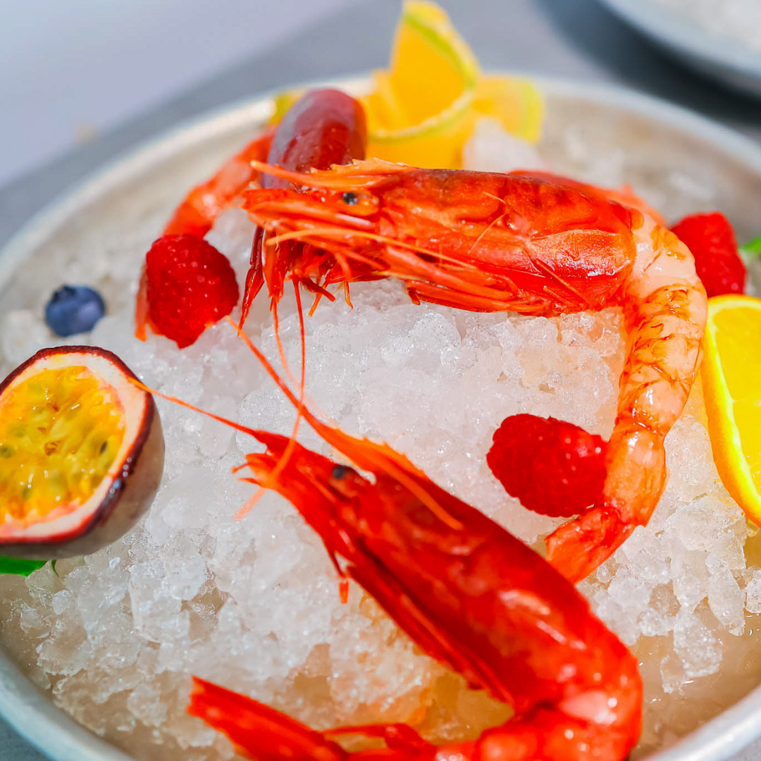 Piatto con gamberi rossi - Da Dino il migliore ristorante di pesce a Torino